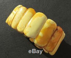 Beautiful Antique Natural White, Butterscotch Egg Yolk Baltic Amber Bracelet