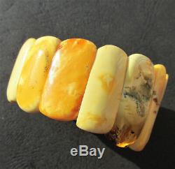 Beautiful Antique Natural White, Butterscotch Egg Yolk Baltic Amber Bracelet