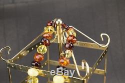 Beautiful Big Natural Baltic Amber Necklace Multicolored Oval Beads Screw Clasp