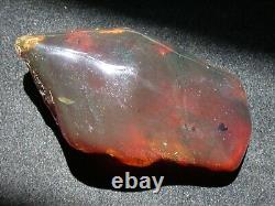 Beautiful Deep GREEN Red Amber Fossil Gemstone LARGE 123 grams TOP Quality Piece