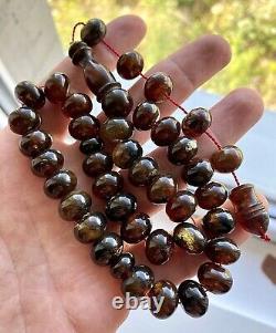 Beautiful Natural Baltic Amber Islamic Prayer Rosary 41g. Beads Tasbih Misbaha