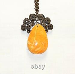 Beautiful Natural Old Antique Butterscotch Egg Yolk Baltic Amber Necklace