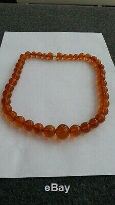 Beautiful Vintage Russian Soviet Natural Baltic AMBER necklace 49 gr 70s