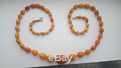 Beautiful natural egg yolk Baltic amber antique necklace