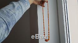 Beautiful natural egg yolk Baltic amber antique necklace
