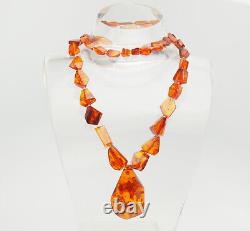 Beautiful vintage natural Baltic amber w fish scale inclusions beaded necklace