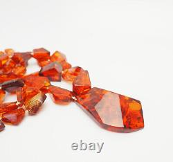 Beautiful vintage natural Baltic amber w fish scale inclusions beaded necklace