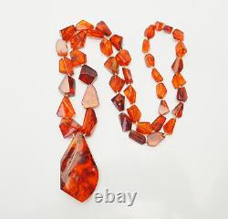 Beautiful vintage natural Baltic amber w fish scale inclusions beaded necklace