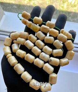 Big Antique Butterscotch Natural Baltic Amber Islamic Prayer Rosary 83g. Beads