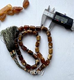Big Antique Natural Baltic Amber 77g. Islamic Prayer Rosary Butterscotch Beads