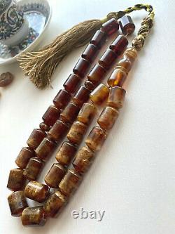 Big Antique Natural Baltic Amber Islamic Prayer Rosary 77g. 33 Beads Misbaha