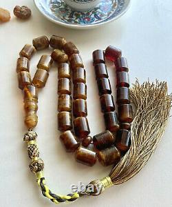 Big Antique Natural Baltic Amber Islamic Prayer Rosary 77g. 33 Beads Misbaha