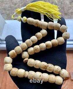 Big Baltic Amber 52g. Islamic Prayer Rosary White Beads Tesbih Pressed From Dust