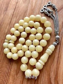 Big Natural Baltic Amber 34g. Islamic Prayer Rosary 11mm. 45 Beads Tesbih Misbah