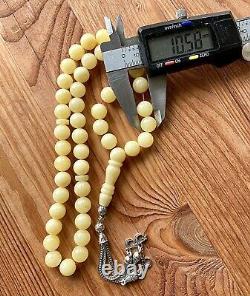 Big Natural Baltic Amber 34g. Islamic Prayer Rosary 11mm. 45 Beads Tesbih Misbah