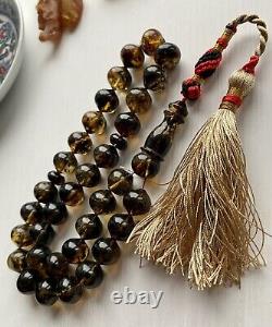 Big Natural Baltic Amber 47g. Islamic Prayer Rosary Pumpkin Beads Tesbih Misbaha