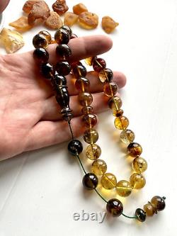 Big Natural Baltic Amber 57g. Islamic Prayer Rosary 14 mm. Beads Tesbih Misbaha