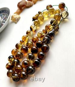 Big Natural Baltic Amber 57g. Islamic Prayer Rosary 14 mm. Beads Tesbih Misbaha