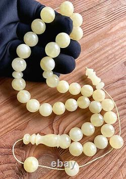 Big Natural Baltic Amber 57g. Islamic Prayer Rosary 14mm. 33 Beads Tesbih Misbah