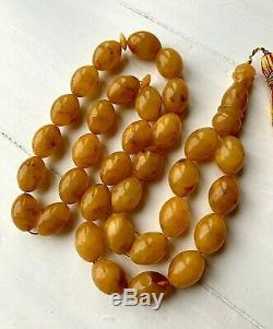 Big Natural Baltic Amber 66gr Antique Islamic Prayer Rosary Beads Tesbih Misbaha