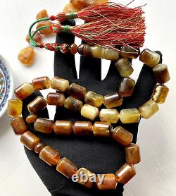Big Natural Baltic Amber 75g. Islamic Prayer Rosary 33 Beads Tesbih Misbaha
