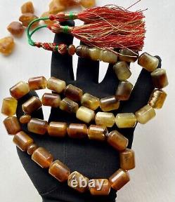 Big Natural Baltic Amber 75g. Islamic Prayer Rosary 33 Beads Tesbih Misbaha