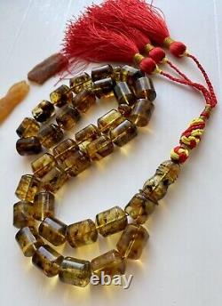 Big Natural Baltic Amber 89g Islamic Prayer Rosary Antique 33 Brown Beads Tasbih