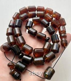 Big Natural Baltic Amber 96g. Islamic Prayer Rosary Antique 33 Brown Beads