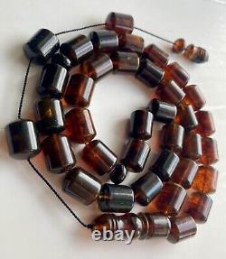 Big Natural Baltic Amber 96g. Islamic Prayer Rosary Antique 33 Brown Beads