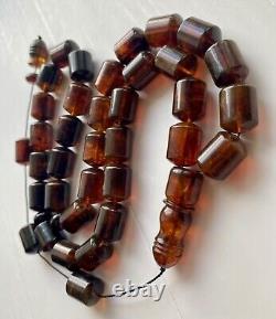 Big Natural Baltic Amber 96g. Islamic Prayer Rosary Antique 33 Brown Beads