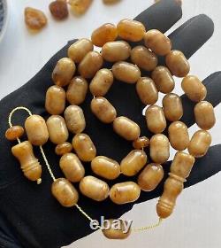 Big Natural Baltic Amber Antique Islamic Prayer Rosary 64g Butterscotch 33 Beads