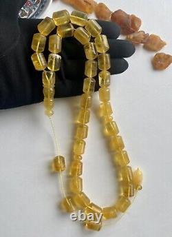 Big Natural Baltic Amber Islamic Prayer Rosary 85g Barrel 33 Beads Tesbih Misbah