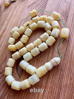 Big Natural Baltic Amber White Islamic Prayer Rosary 75g 33 Beads Tesbih Misbaha