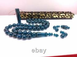 Blue rosary Natural Amber Rosary 45 Islamic Prayer Beads 70-75 Gr Misbaha