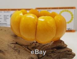 Bracelet Amber Natural Baltic 47,1g Vintage Cut From One Stone Old White H-052