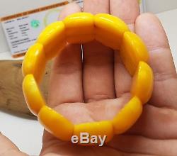 Bracelet Amber Natural Baltic 47,1g Vintage Cut From One Stone Old White H-052