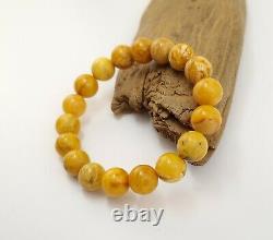 Bracelet Amber Natural Baltic Bead 21,1g Old Special White Vintage Rare A-373
