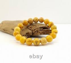 Bracelet Amber Natural Baltic Bead 21,1g Old Special White Vintage Rare A-373
