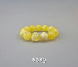Bracelet Amber Natural Baltic Bead 28,5g White Vintage Rare Special Old S-086