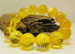 Bracelet Natural Baltic Amber Stone 27,6g Bead Egg Yolk Transparent White D-132