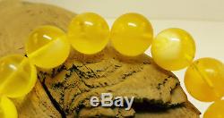 Bracelet Natural Baltic Amber Stone 27,6g Bead Egg Yolk Transparent White D-132