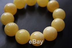 Bracelet Natural Baltic Amber Stone White Beads 18.5 mm 42 gr
