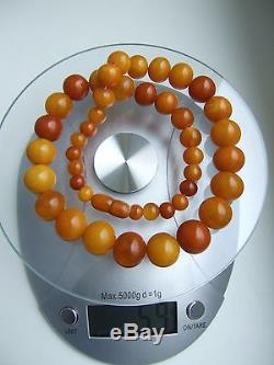 Butterscotch, Egg Yolk Beads Genuine Natural Baltic Amber Necklace, 59 gr