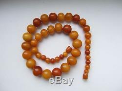 Butterscotch, Egg Yolk Beads Genuine Natural Baltic Amber Necklace, 59 gr