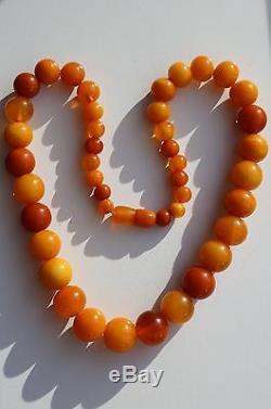 Butterscotch, Egg Yolk Beads Genuine Natural Baltic Amber Necklace, 60 gr