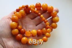 Butterscotch, Egg Yolk Beads Genuine Natural Baltic Amber Necklace, 60 gr