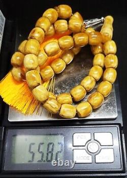 Butterscotch Egg Yolk Natural Amber 55.82g 10/12mm 45 PRAYER BEADS BIG ROSARY