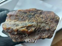 C Baltic natural, unprocessed amber. Mat. Landscape. Weight 235 grams