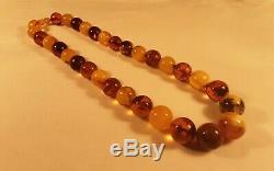Certified 84g Baltic Natural Multi Colored Amber Necklace 54cm