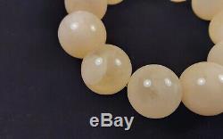 Certified Baltic Natural 43,74g Royal White Amber 19,5mm Round Beads Bracelet